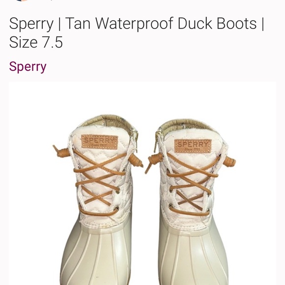 Sperry Top Sider Duck Rain Boots Chevron Quilted Shaft Nylon Ivory 7.5 EUC - Picture 6 of 14